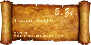 Brassai Zsaklin névjegykártya
